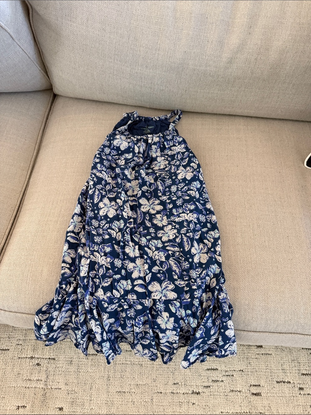 Vineyard Vines Navy Floral Halter Dress